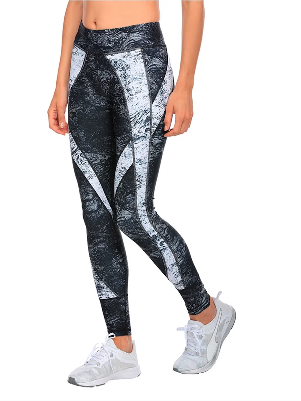 Puma Black and White Marble-Print Active Leggings